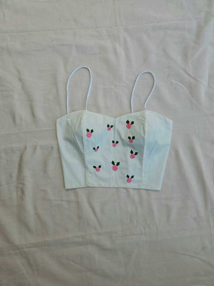 Cute Floral Embroidered Crop Top/blouse