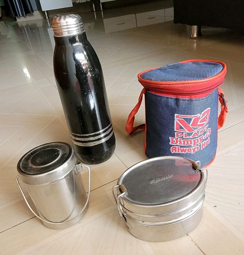 4 Set Tiffin &amp; TiffinBox &amp; bottle &amp; Milk Containe