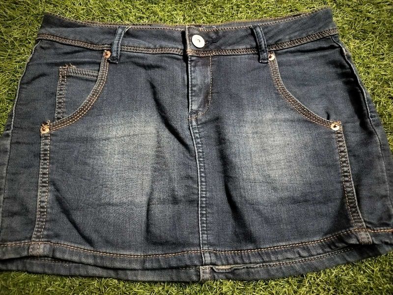 Blue Denim Mini Skirt