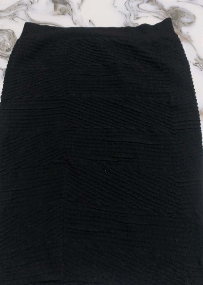 Textured Black Skirt