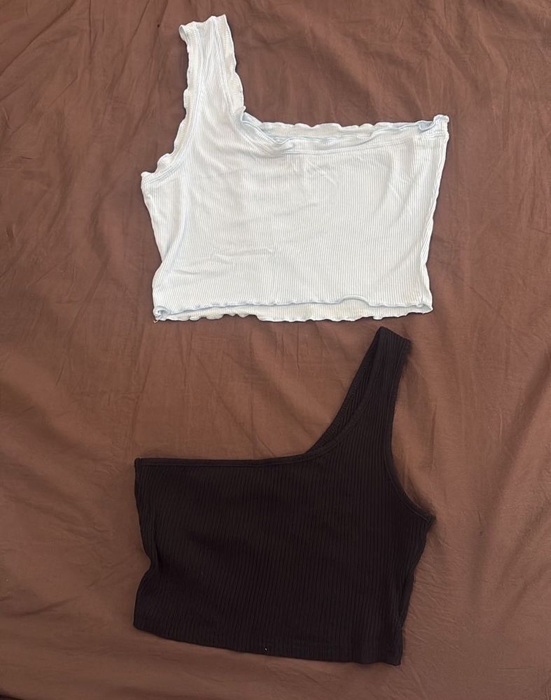 Two One-Shoulder Crop Tops
