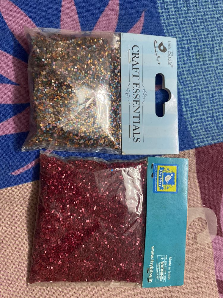 Craft Essential Glitter 2 PCs Multi &amp; Dark Pink