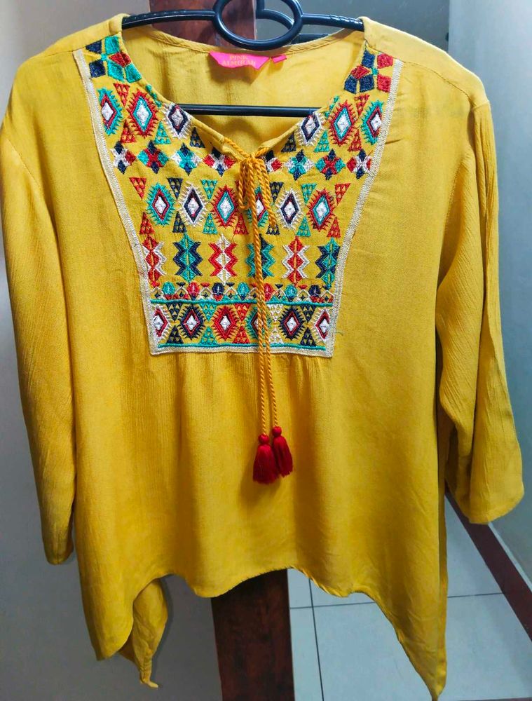 Embroidered Flared Kurta Top