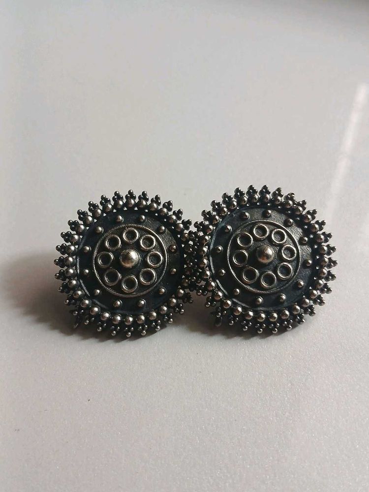 Oxidized Silver Ethnic Earrings