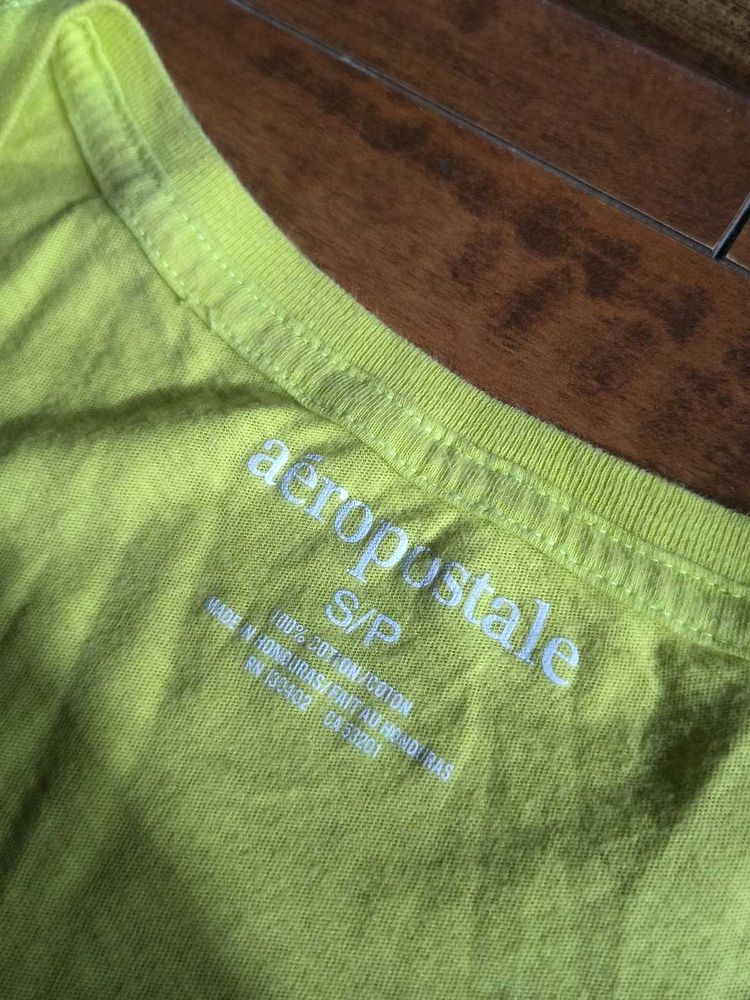 Y2K Aeropostale Lime Green Deep Neck Slim Fit Top