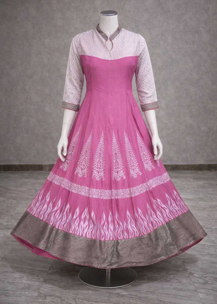 Pink Anarkali with pant and dupatta
