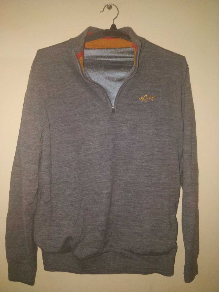 Men's Grey Quarter Zip Sweater