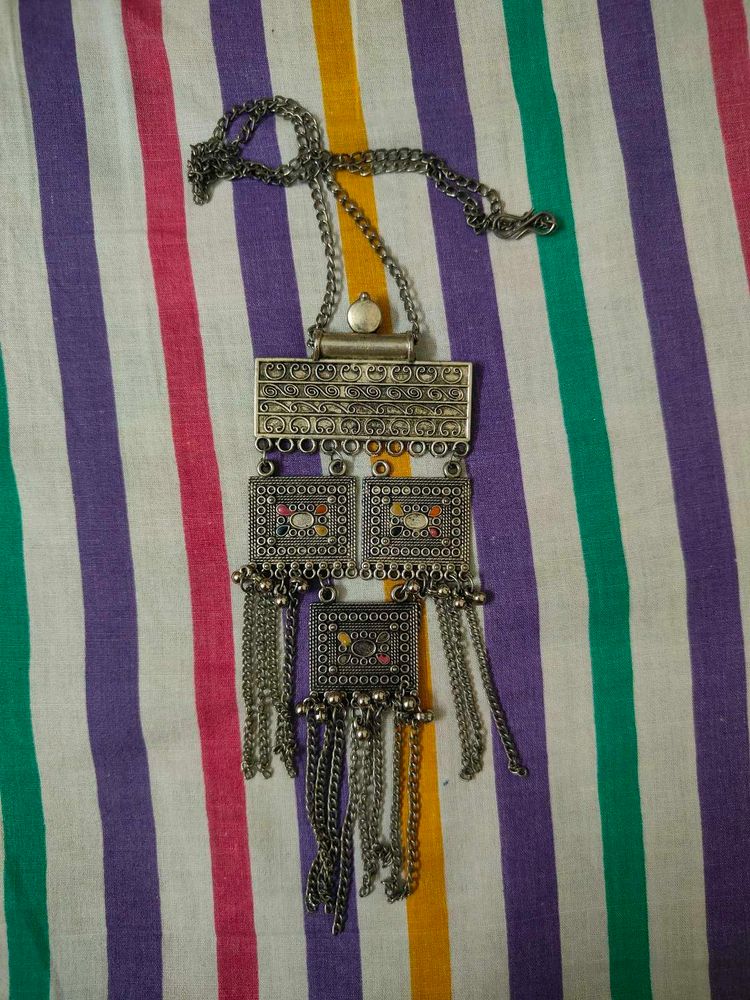 Bohemian Silver Oxidized Necklace Set