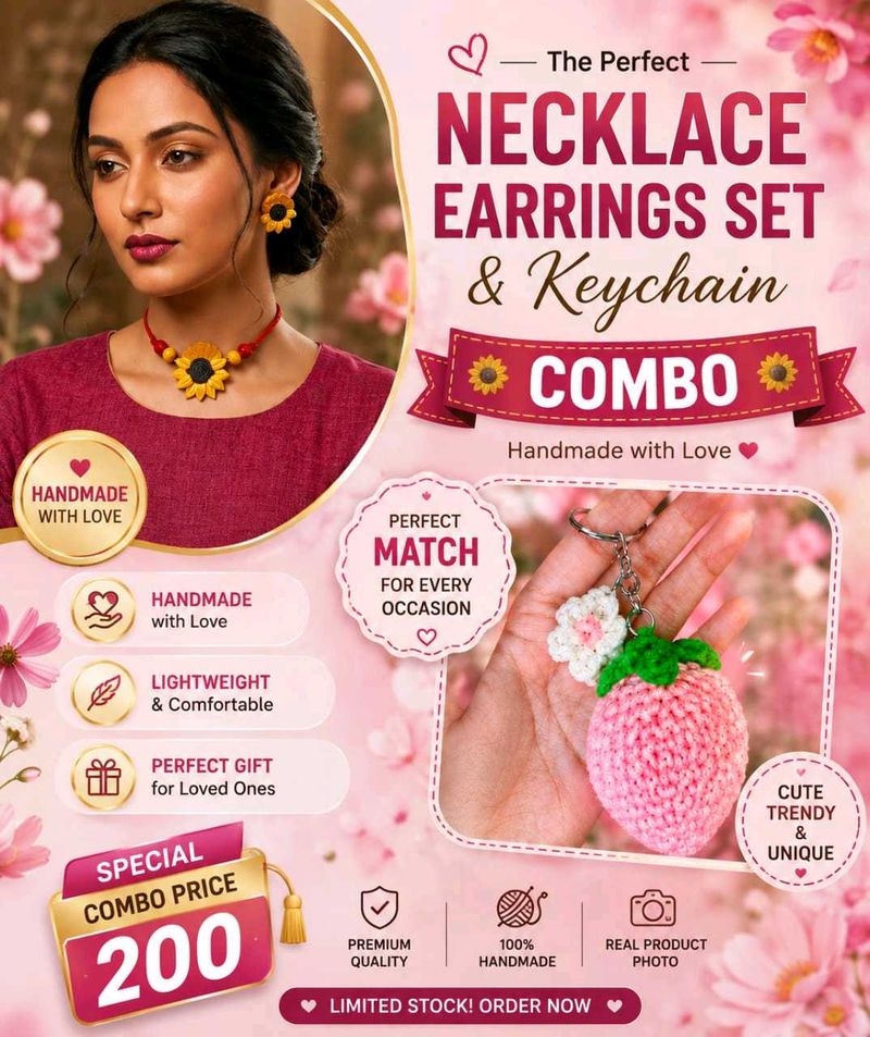 Handmade Necklace Earrings &amp; Keychain