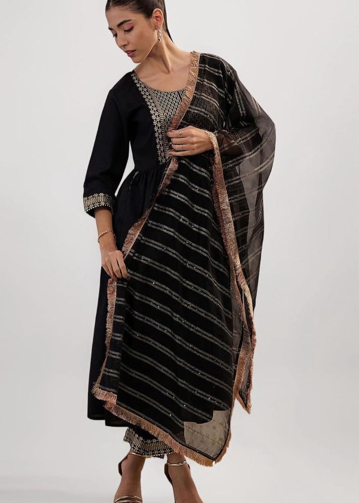 Elegant Black Kurta Set with Dupatta