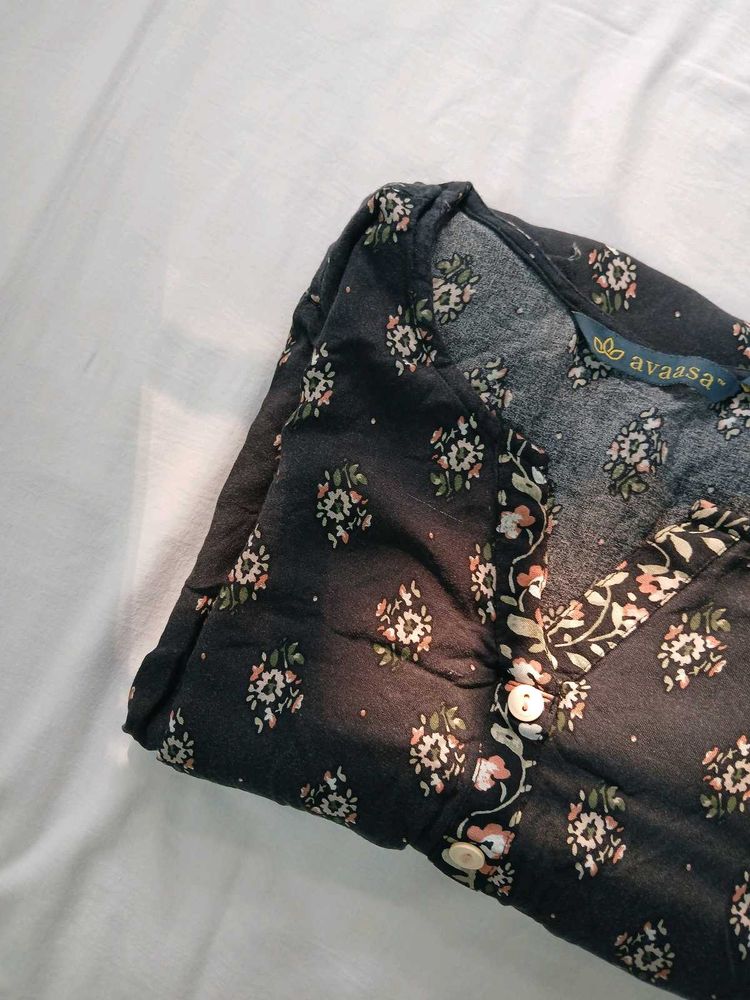 Floral Black Kurti