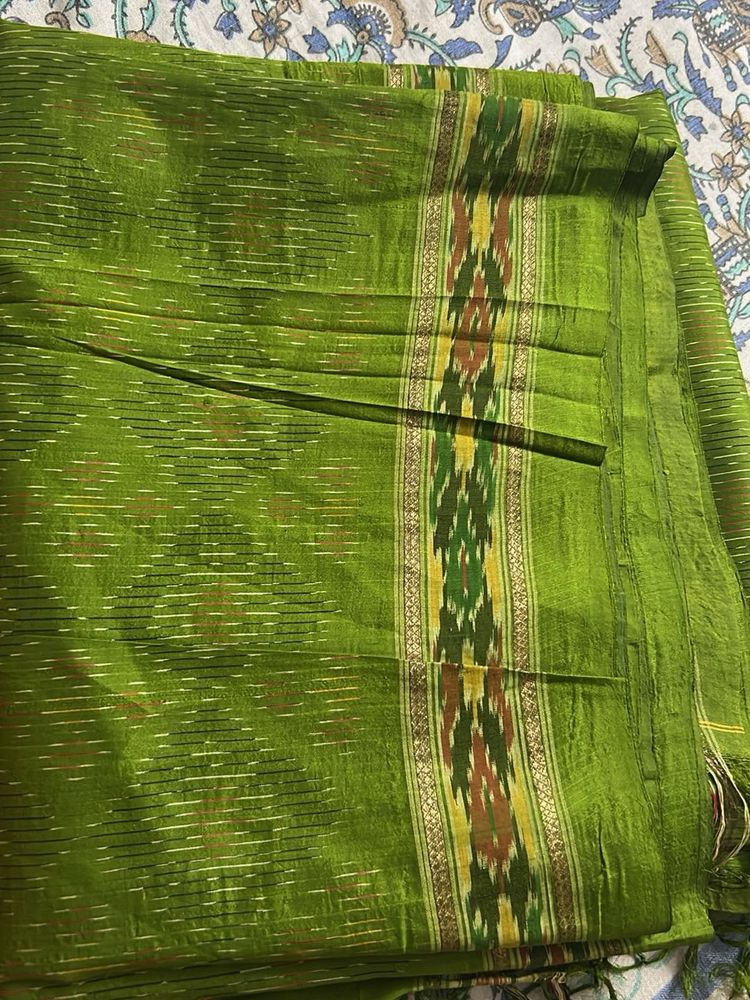 Vibrant Green Silk Saree