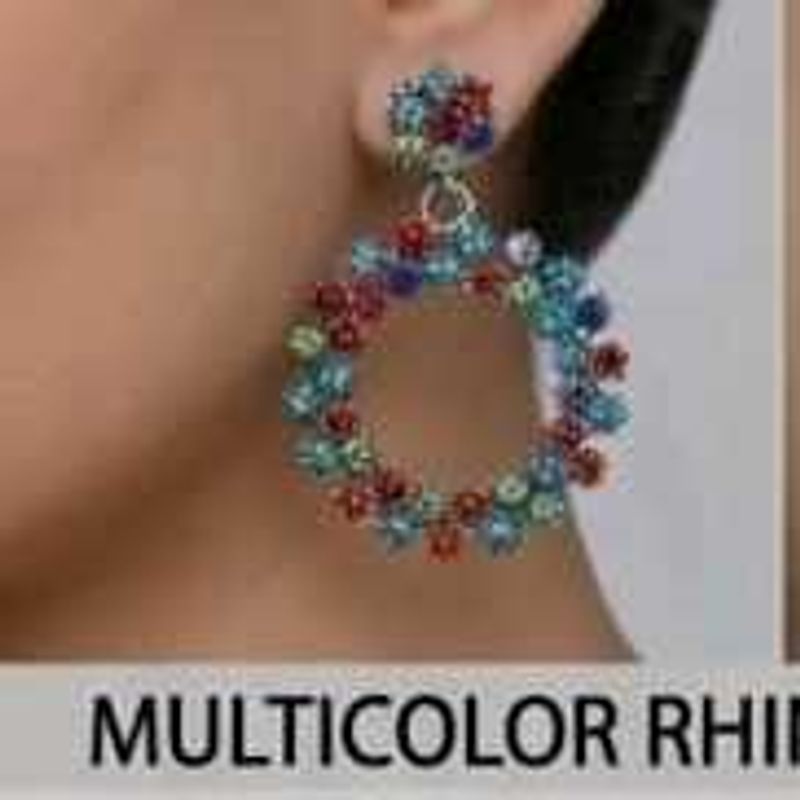 Colorful Hoop Earrings with Rhinestones