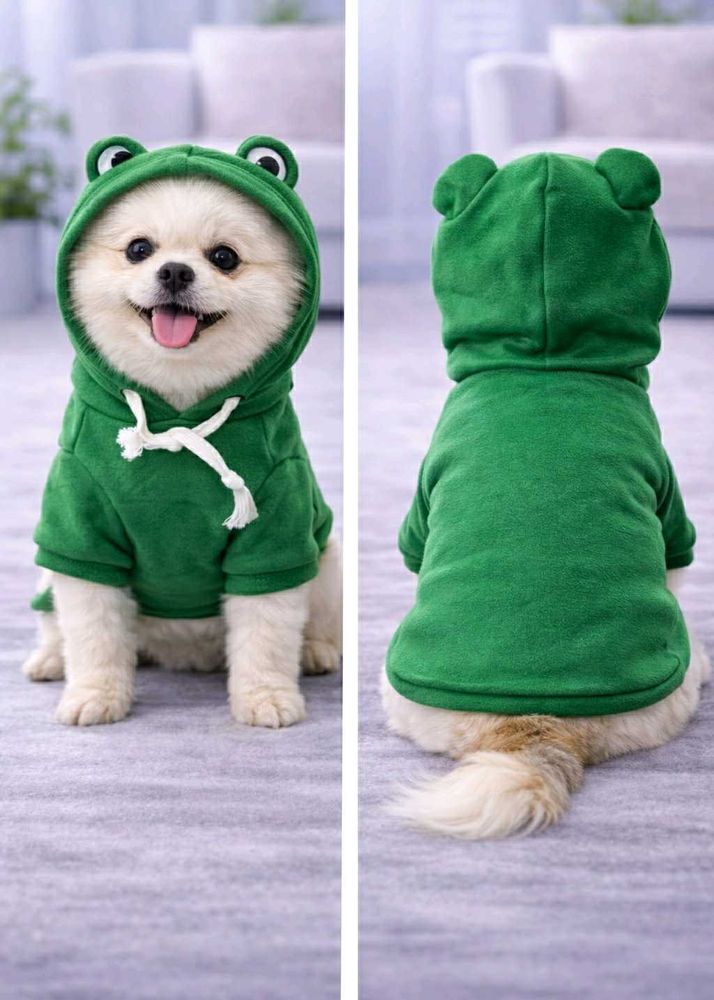 Green Frog Hoodie for Small Dog