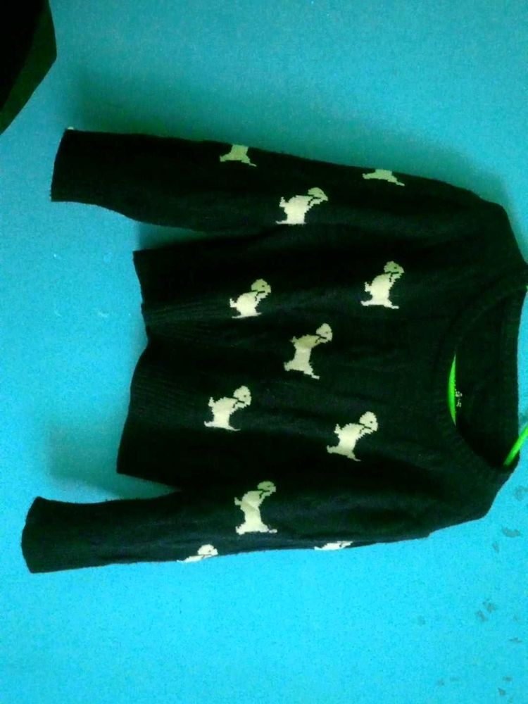 Dog Print Black Sweater