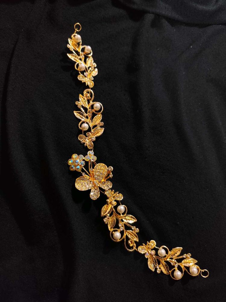 Exquisite Gold Pearl &amp; Crystal Hair Accessory