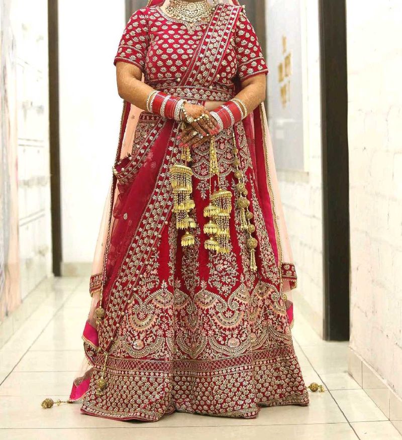 Hot Pink Heavy Embroidered Bridal Lehenga