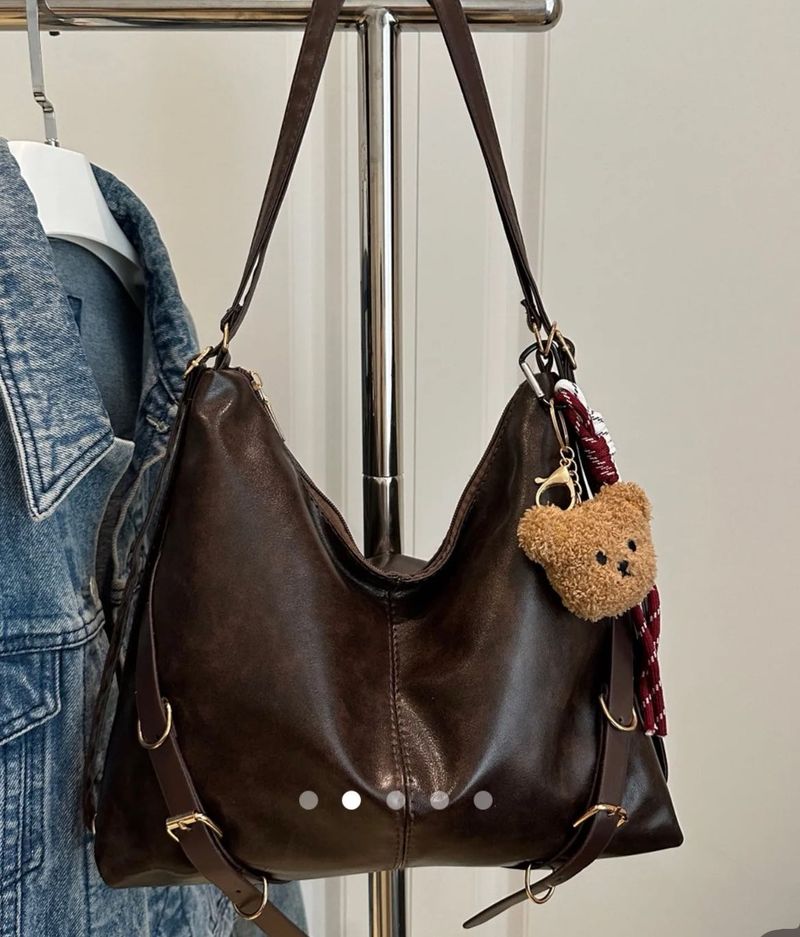 Stylish Brown Faux Leather Hobo Bag