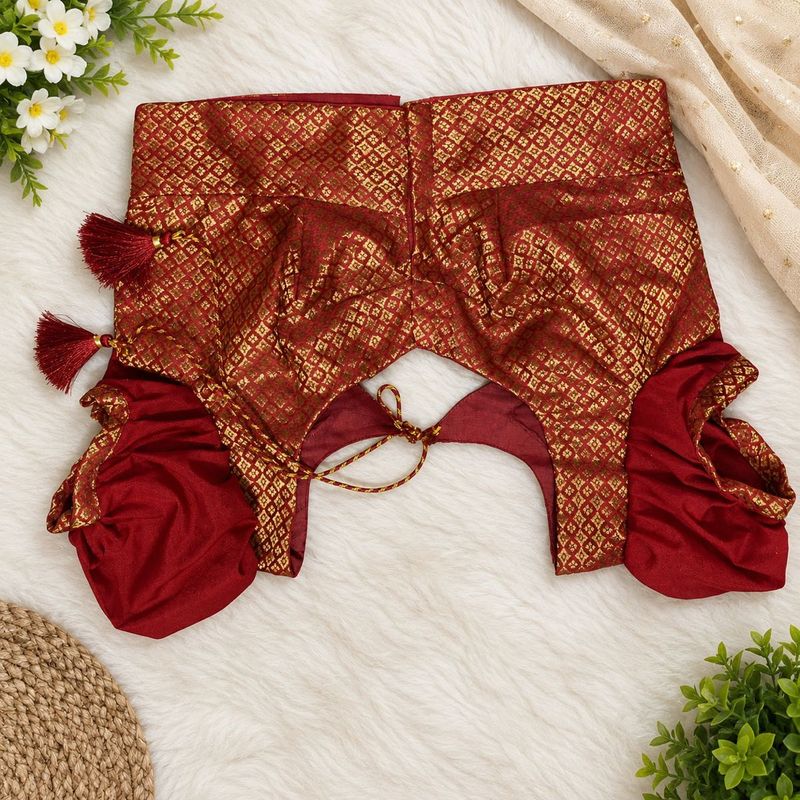 Elegant Red &amp; Gold Brocade Blouse