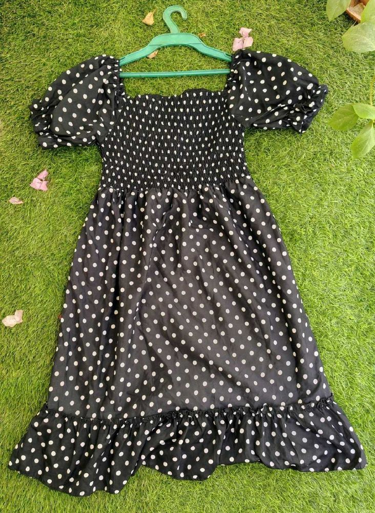Black Polka Dot Flare Dress