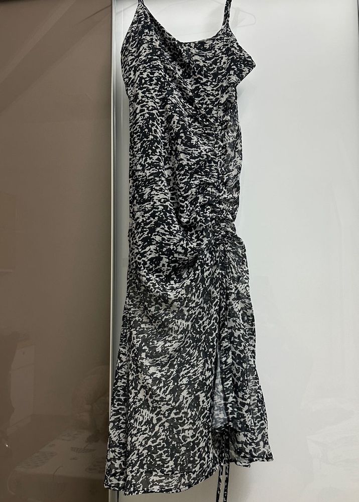 Chic Ruched Print Mini Dress
