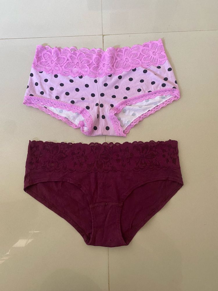 Lace Trimmed Polka Dot &amp; Solid Briefs