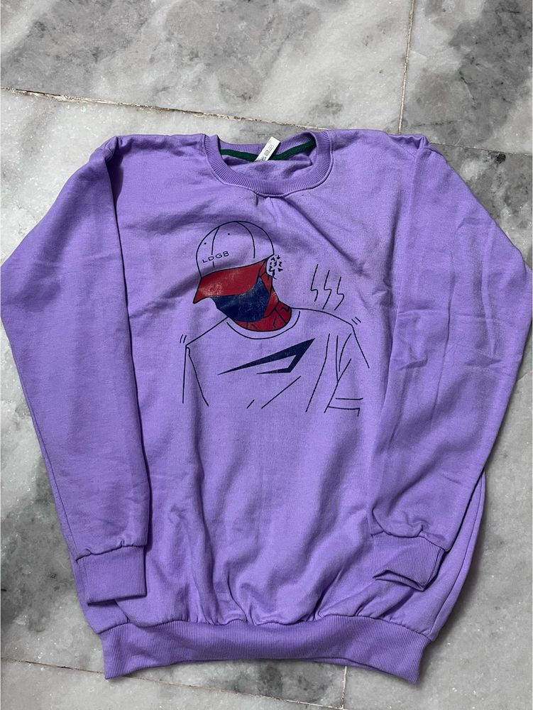 Lavender Graphic Print Sweatshirt