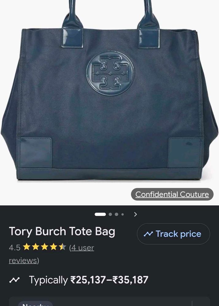 Tory Burch Navy Blue Tote Bag