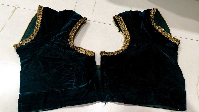 Green Velvet Blouse 34 Size