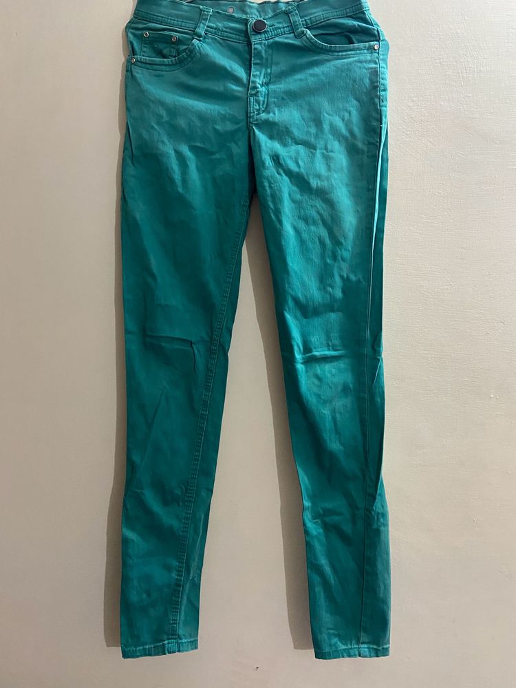 Combo Of 2 Pants Green And Purple Cotton Color