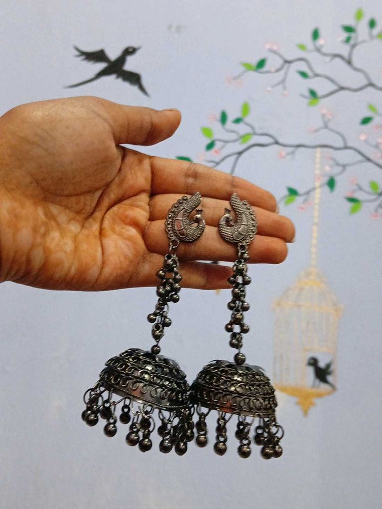 Peacock Jhumka Earrings