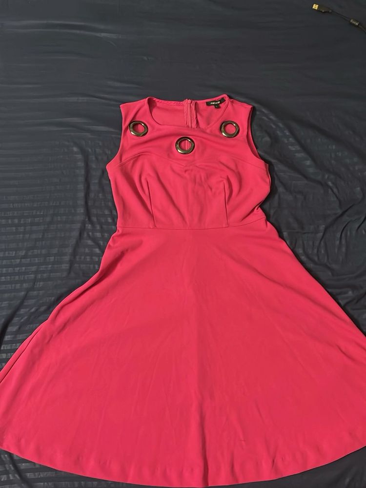 Madame Stylish Pink Flared Dress
