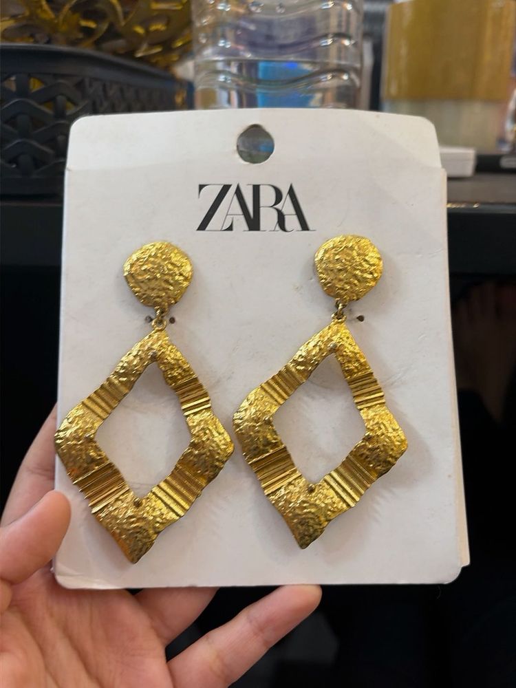 Zara Gold Diamond Drop Earrings