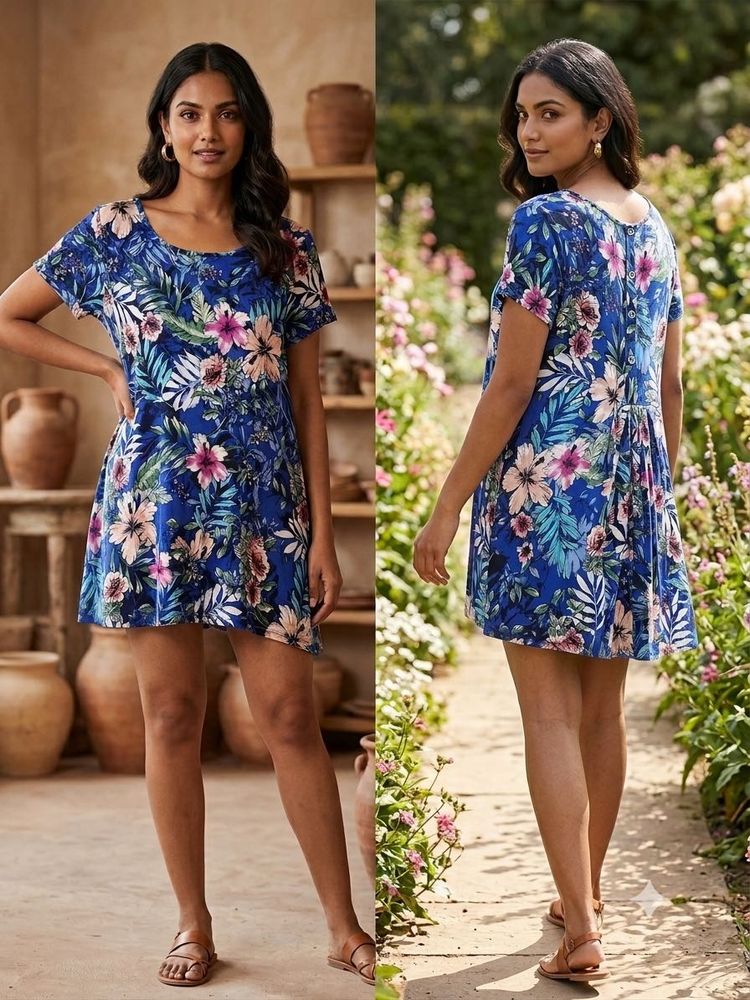 Vibrant Floral Print Short Sleeve Top