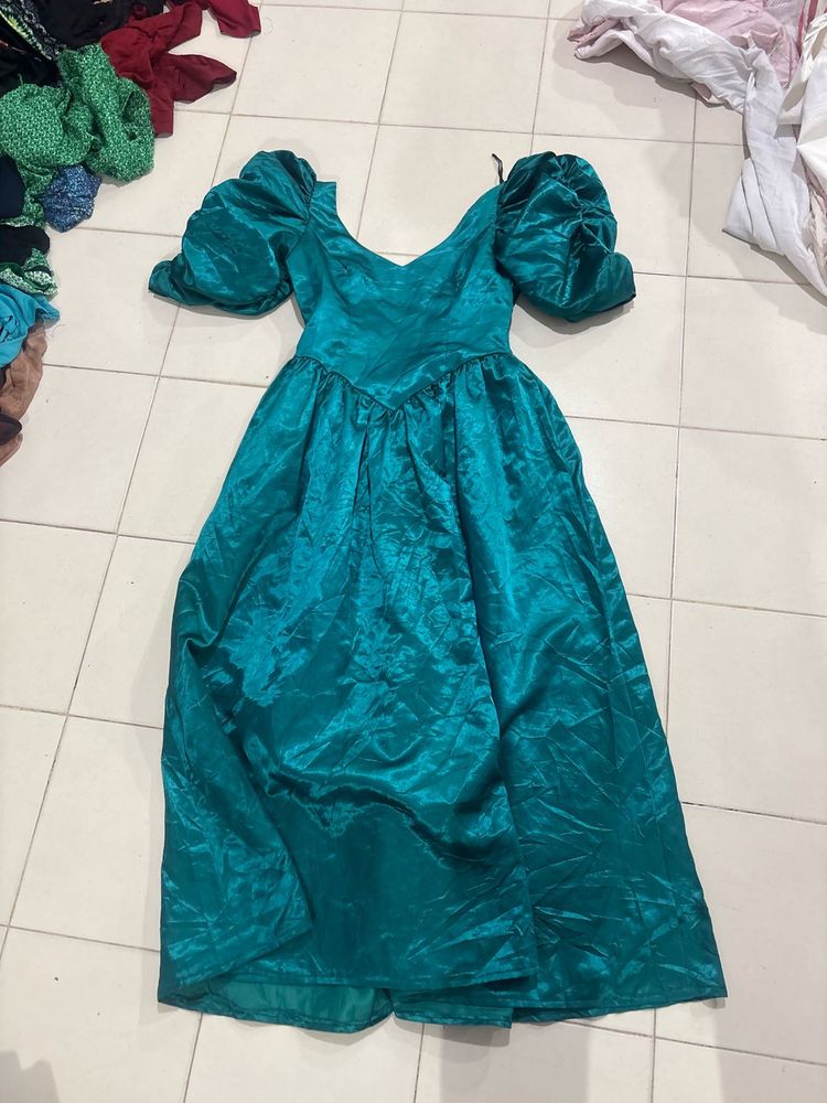 Stunning Teal Puff Sleeve Dress