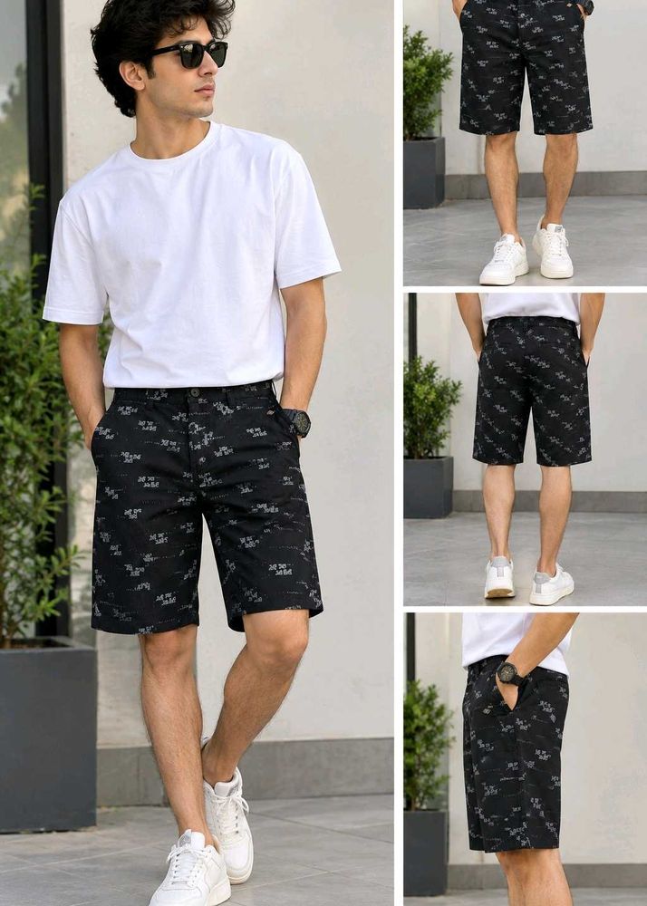 Men's Printed Black Shorts