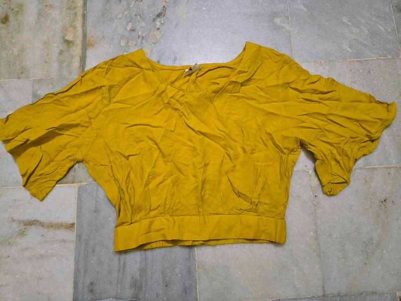 Mustard Yellow Bell Sleeve Top