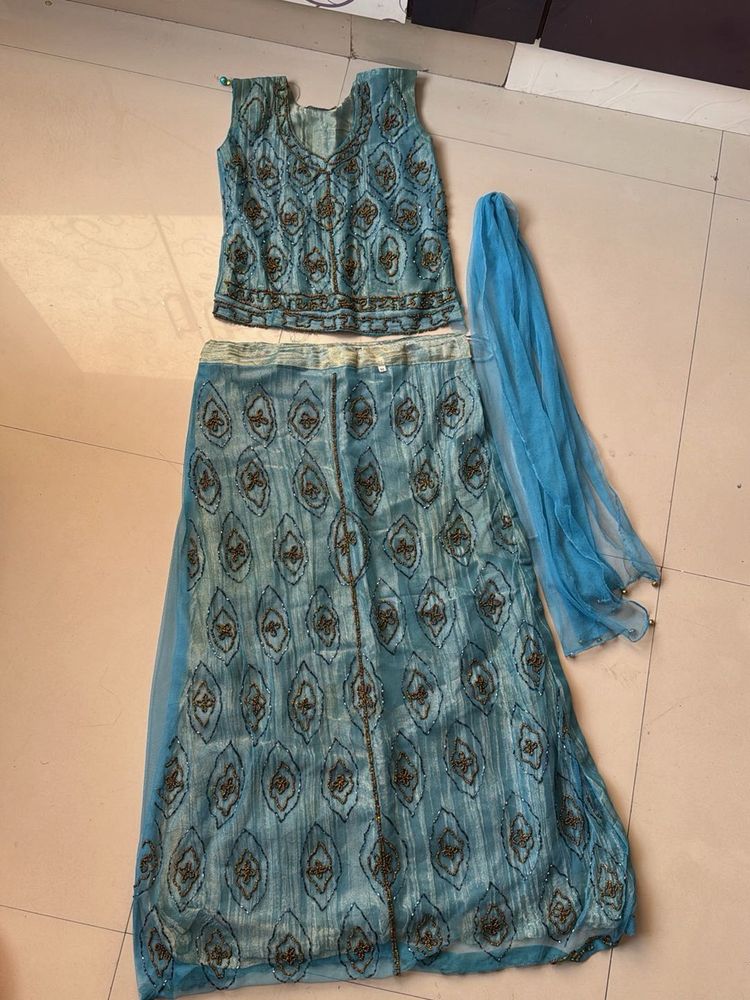 Teal Embellished Lehenga Choli Set