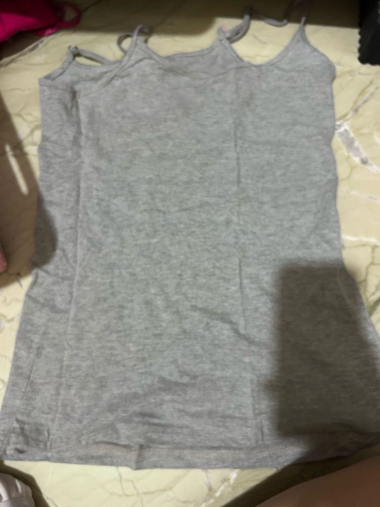 Grey Spaghetti Strap Tank Top combo