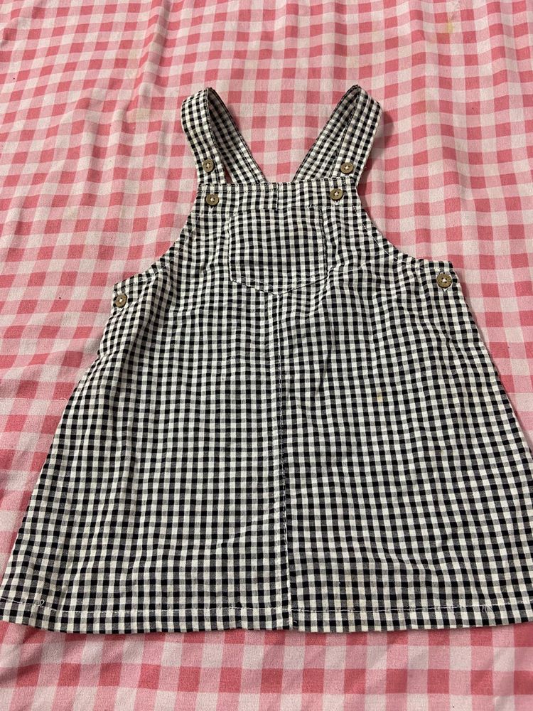 Cute Gingham Pinafore Dress