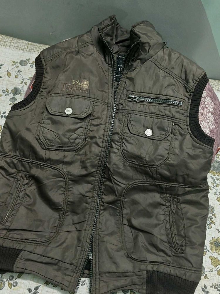 Men's Brown Sleeveless Puffer Jacket