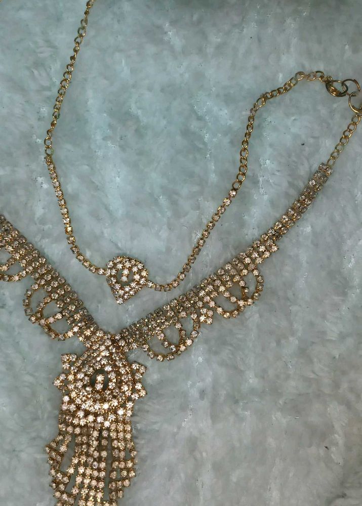 Gold Tone Rhinestone Necklace: 2, with bracelet