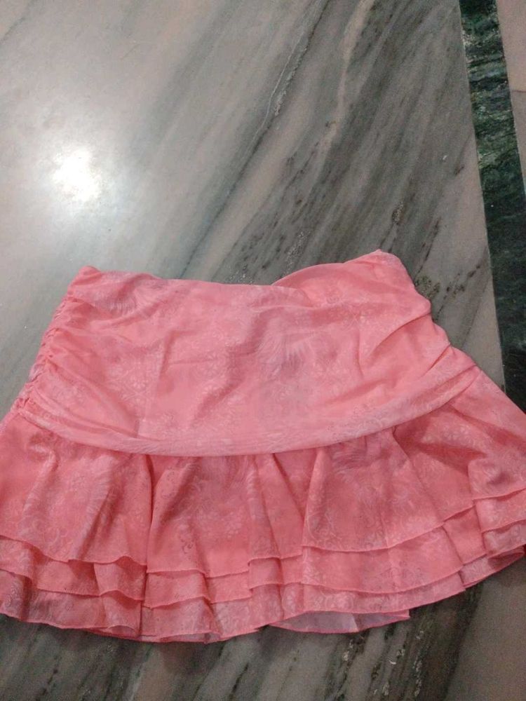 Cute Pink Ruffled Mini Skirt