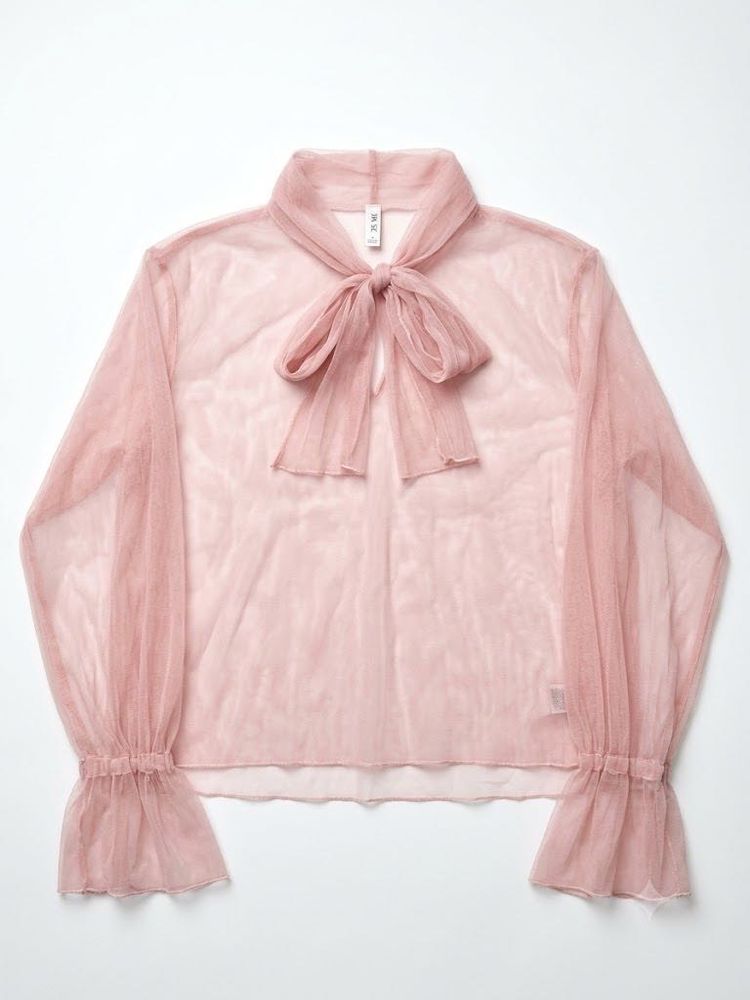 Sheer Pink Bow Blouse