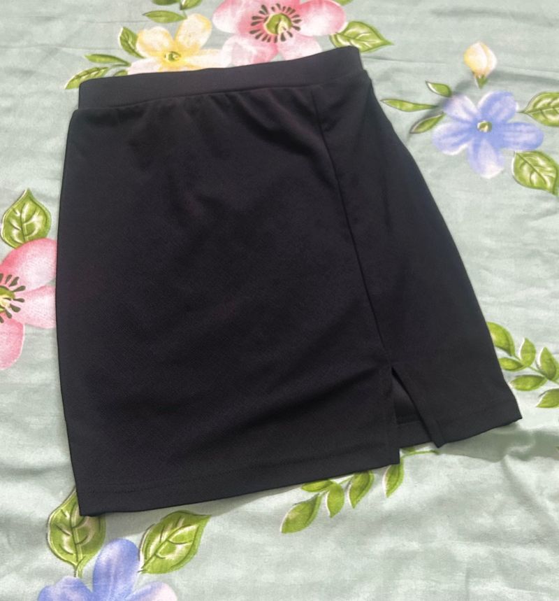 Black Mini Skirt with Side Slit