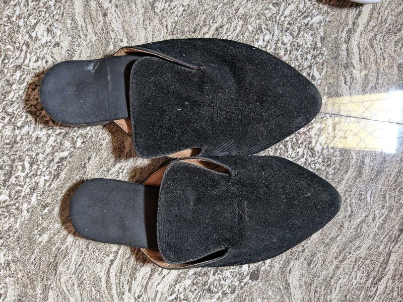 Black Flat Mules