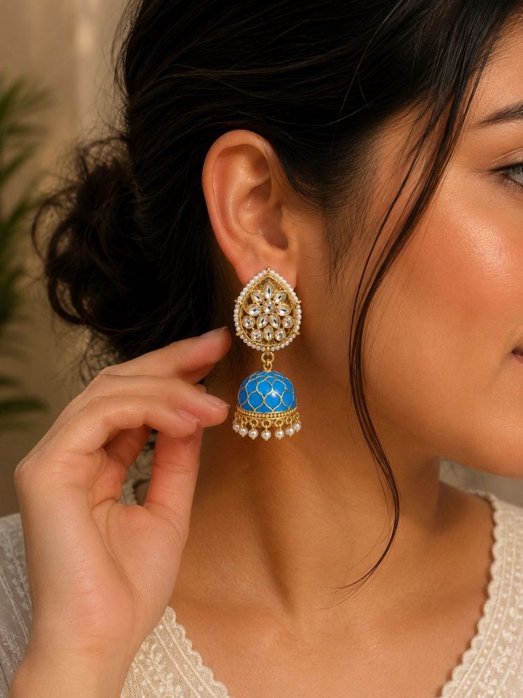 Stunning Blue Jhumka Earrings