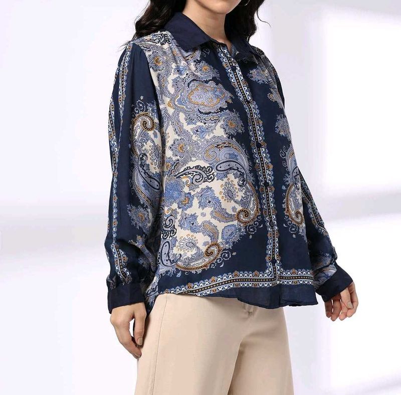 Stylish Paisley Print Button-Down Shirt