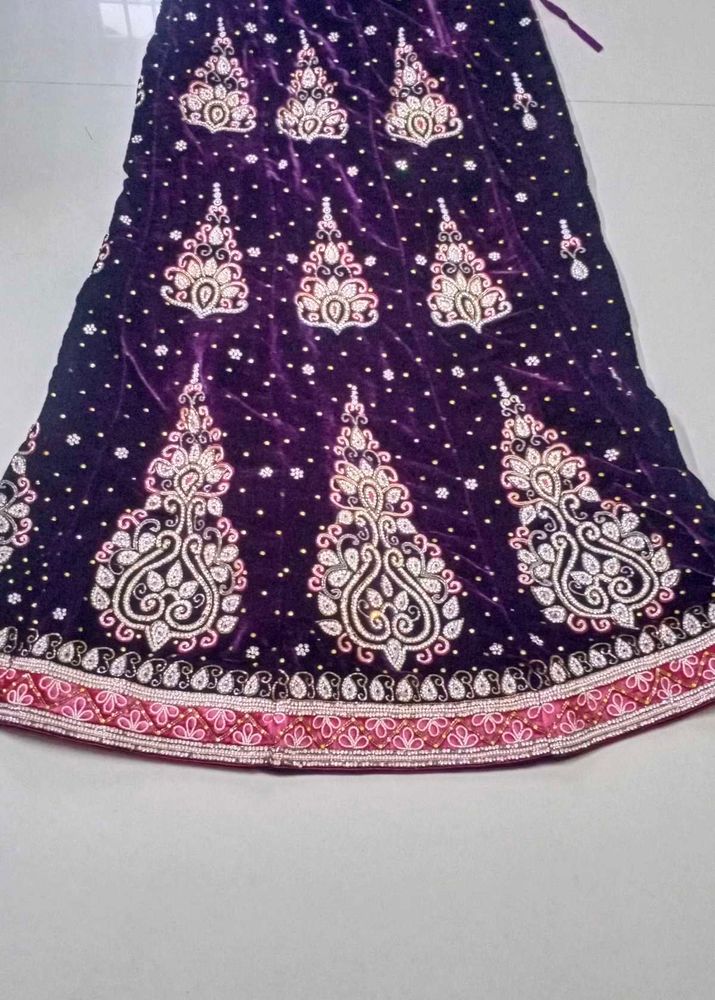 Stunning Purple Velvet Lehenga choli.