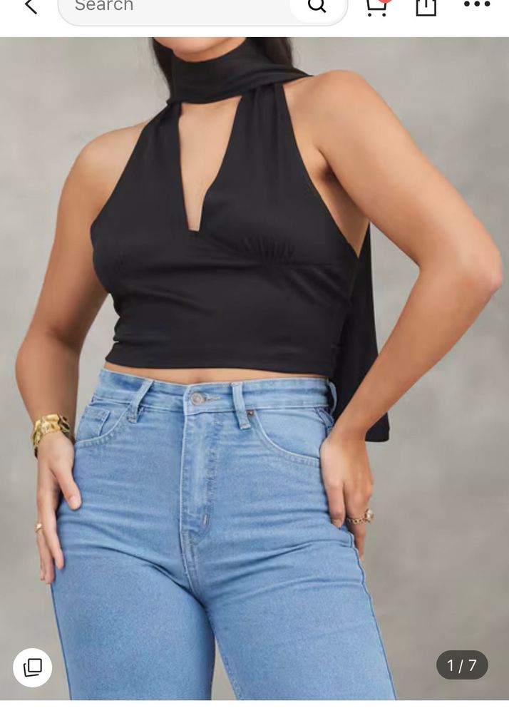 Stylish Black Halter Neck Top